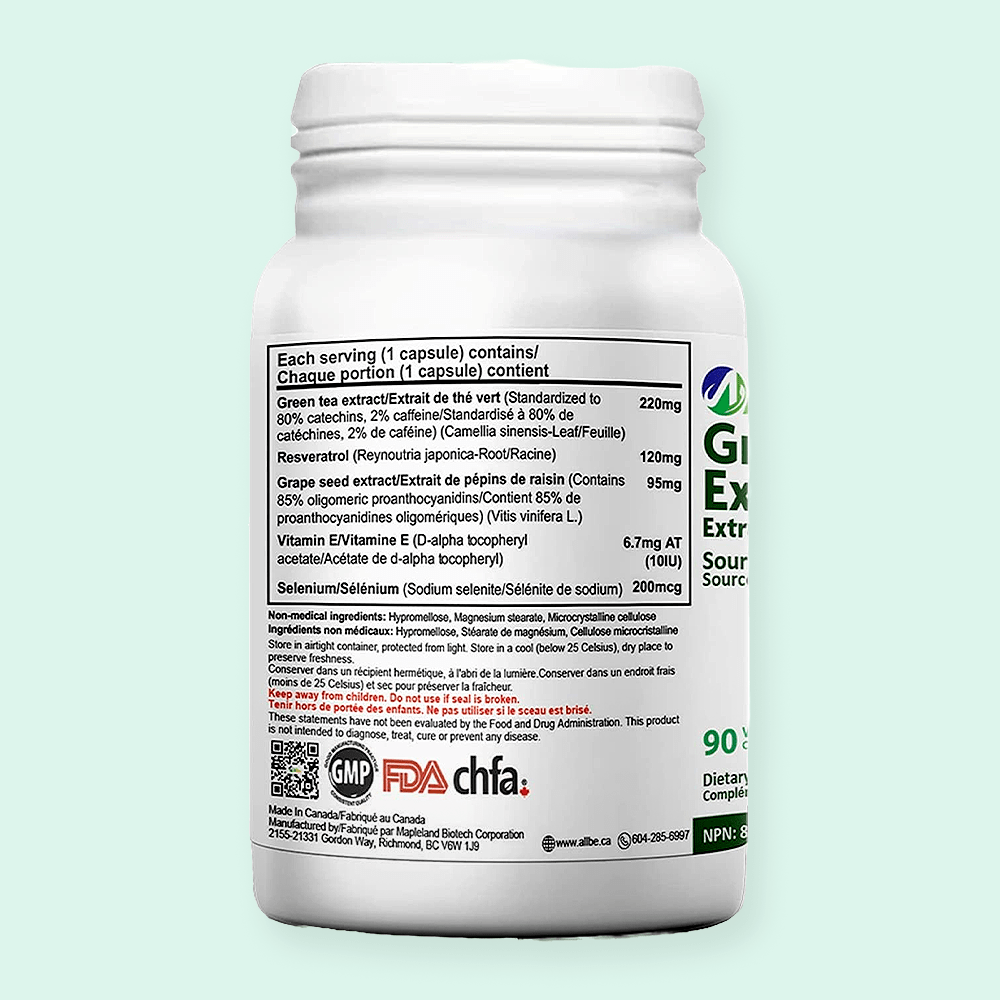 Allbe Green Tea Extract - Antioxidant Support with Selenium (90 Capsules)