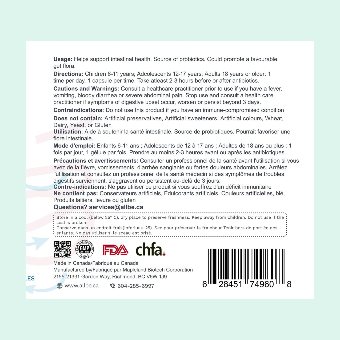 Allbe ProbioCan – 50 Billion CFU Probiotic (60 Capsules)