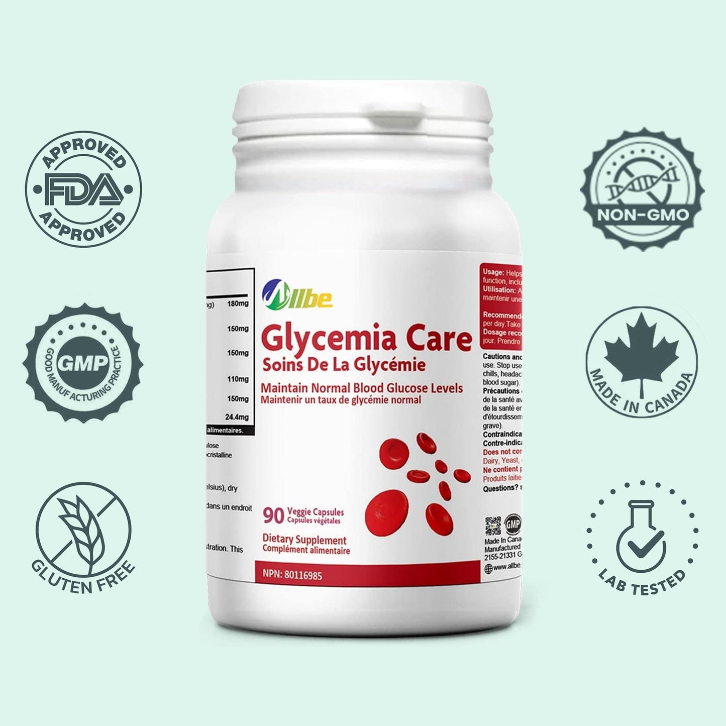 Allbe Glycemia Care – Blood Sugar Support Formula (90 Capsules)