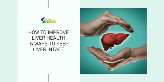 Human liver illustration held between two arms, symbolizing protection and liver health.