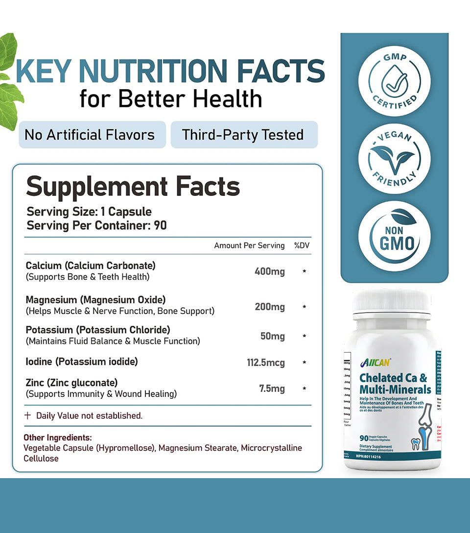 Chelated Ca & Multi-Minerals - Bone Health Support