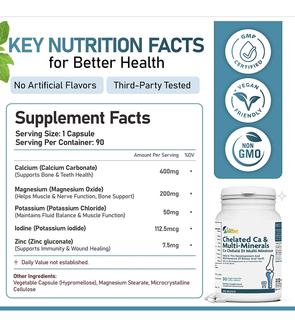 Chelated Ca & Multi-Minerals - Bone Health Support